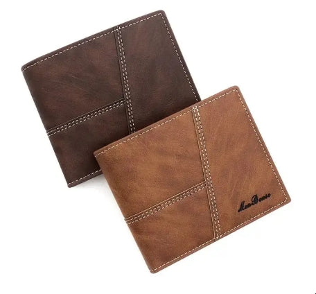 Men Bense Modern Stitch-Detail PU Leather Bifold Wallet