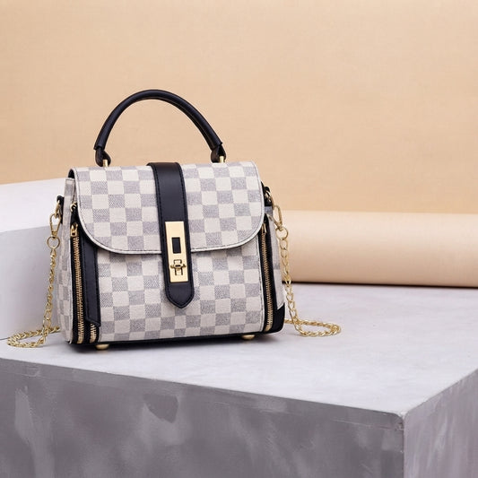 Chic Checkerboard Top-Handle Crossbody Handbag