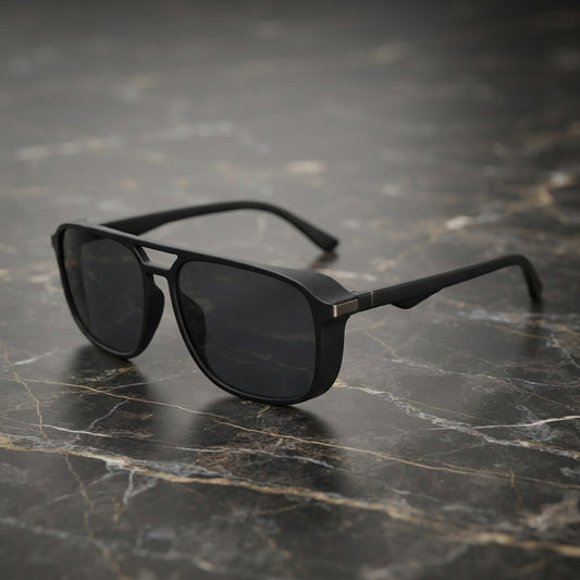 The Noir Vanguard – Square Aviator Sunglasses