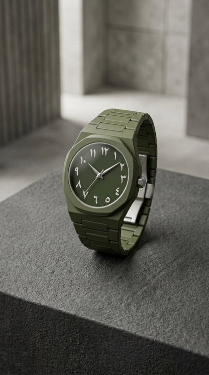 Tactical Olive Carbon: 45mm Minimalist Matte Edition (Arabic Dial)