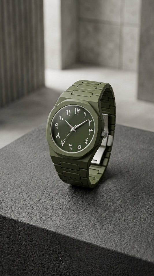 Tactical Olive Carbon: 45mm Minimalist Matte Edition (Arabic Dial)