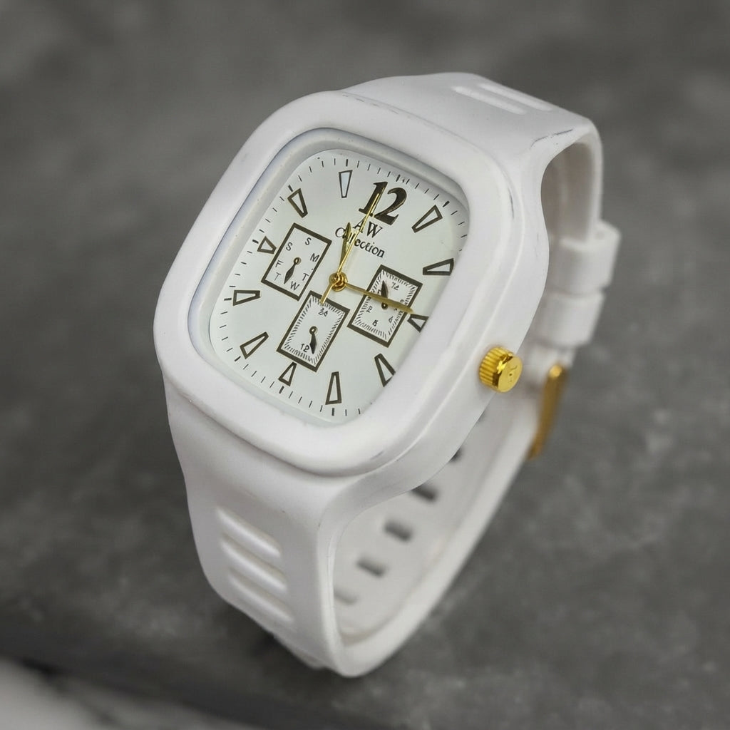 AW Collection Men's & Women's Sporty White Silicone Analog Watch