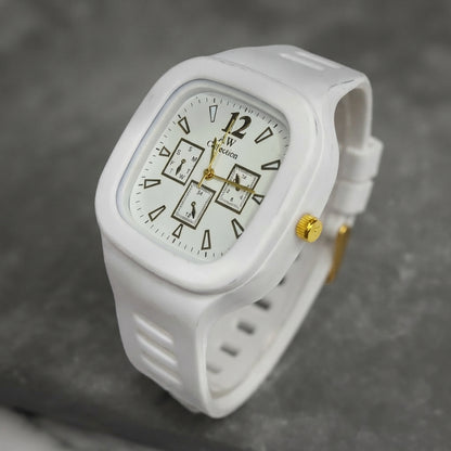 AW Collection Men's & Women's Sporty White Silicone Analog Watch