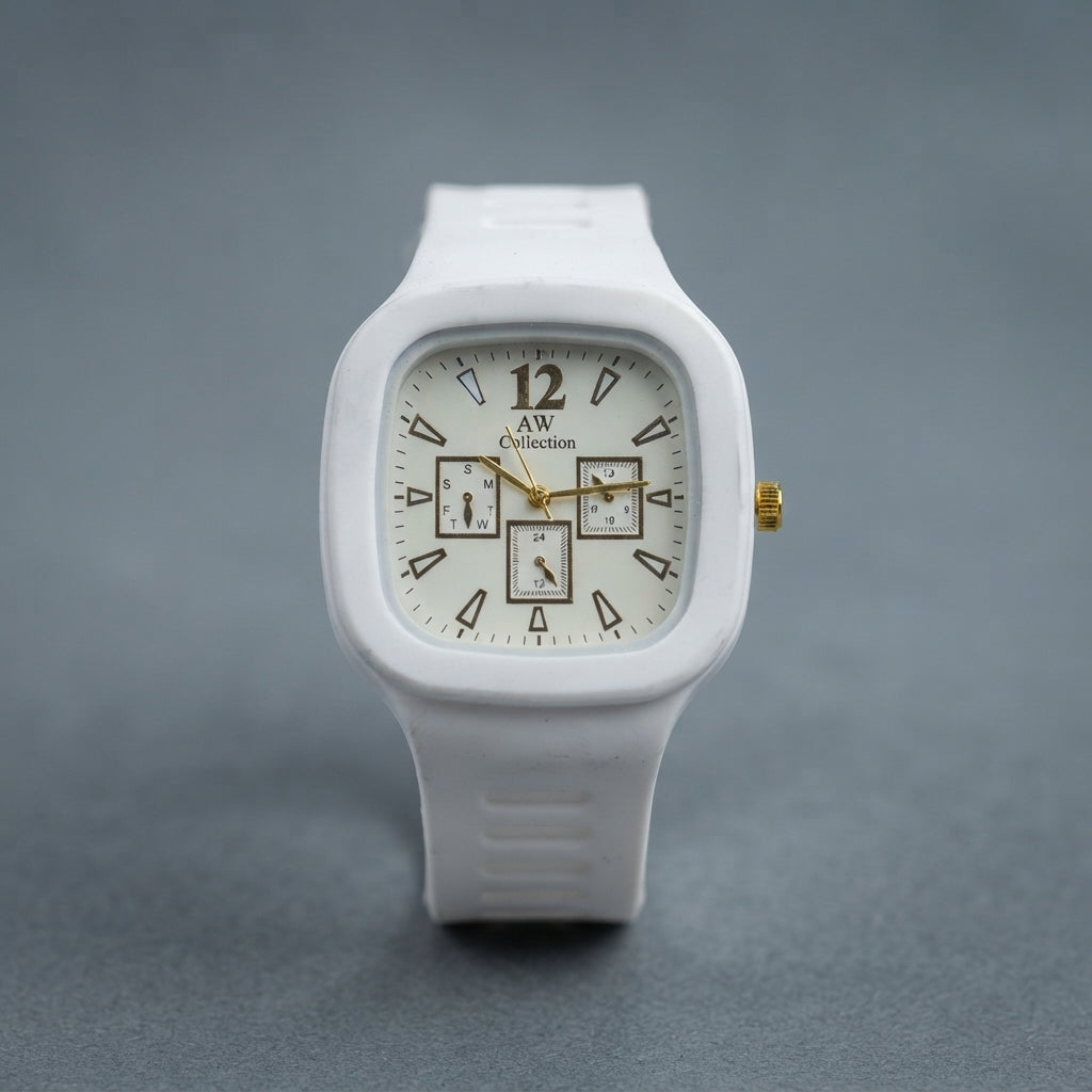 AW Collection Men's & Women's Sporty White Silicone Analog Watch