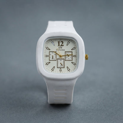 AW Collection Men's & Women's Sporty White Silicone Analog Watch
