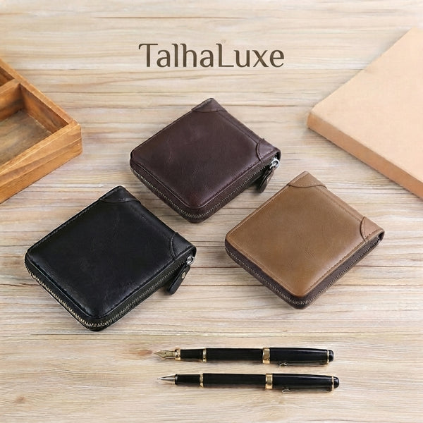 Classic Men's Leather Zipper Wallet