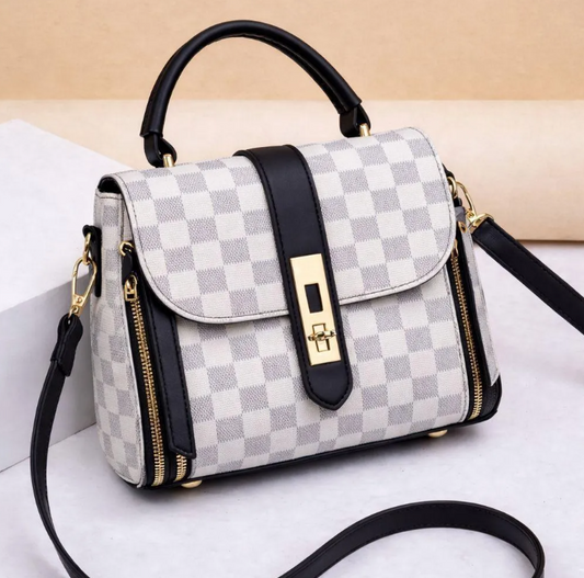 Chic Checkerboard Top-Handle Crossbody Handbag