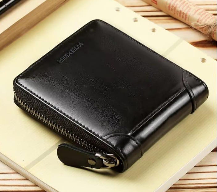 Classic Men's Leather Zipper Wallets – Compact Pocket Organizer (Black, Dark & Light Brown)