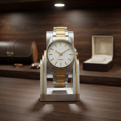 Classic Two-Tone Gold & Silver Quartz Watch