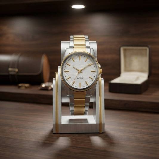 Classic Two-Tone Gold & Silver Quartz Watch