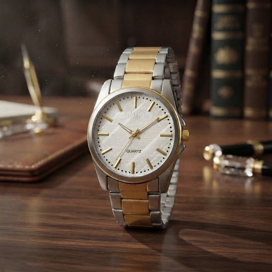 Classic Two-Tone Gold & Silver Quartz Watch