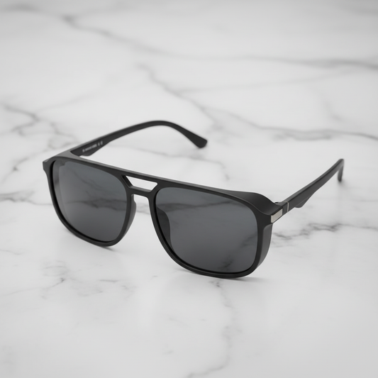 Noir Vanguard sunglasses flat lay