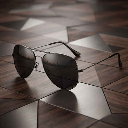 Classic Polarized Aviator flat lay