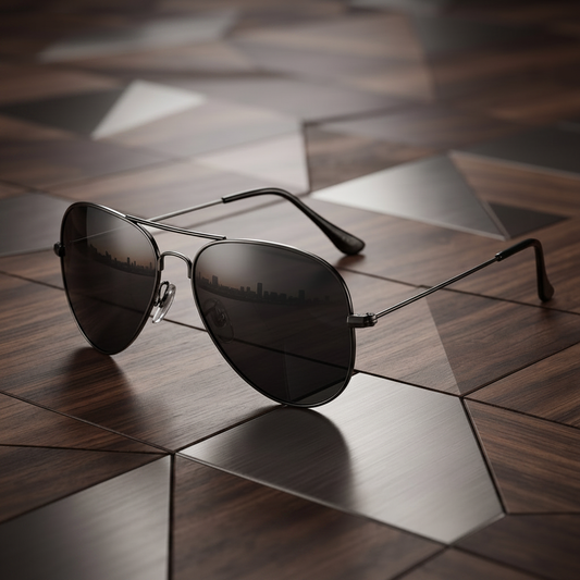 Classic Polarized Aviator flat lay