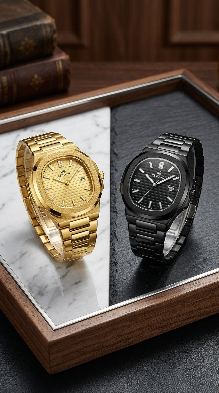Bestwin Signature Series: Premium Stainless Steel Men’s Watch (Day-Date Feature)